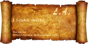 Licska Anikó névjegykártya